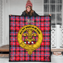 Scottish Udny Clan Tartan Quilt - Crest Gold Style Scottish Plaid Tartan Plaid
