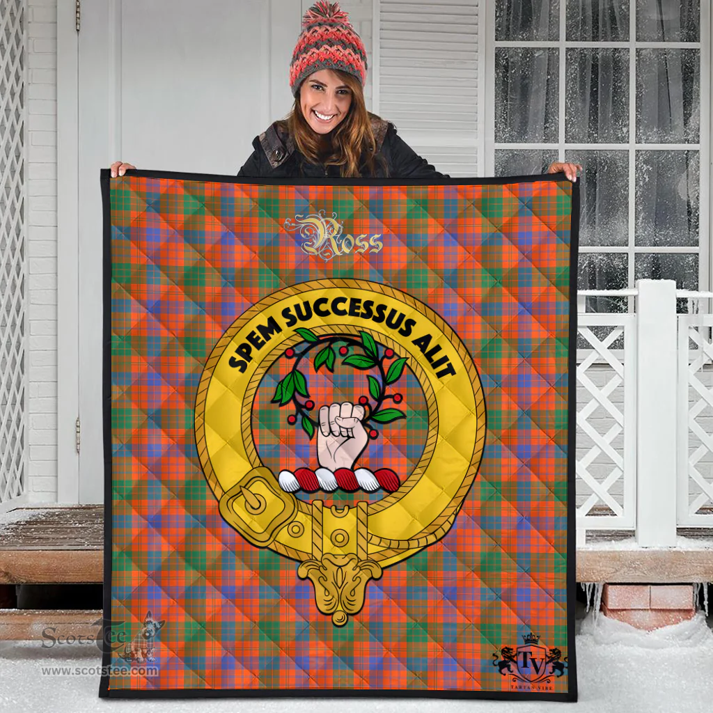 Scottish Ross Ancient Clan Tartan Quilt - Crest Gold Style Scottish Plaid Tartan Plaid