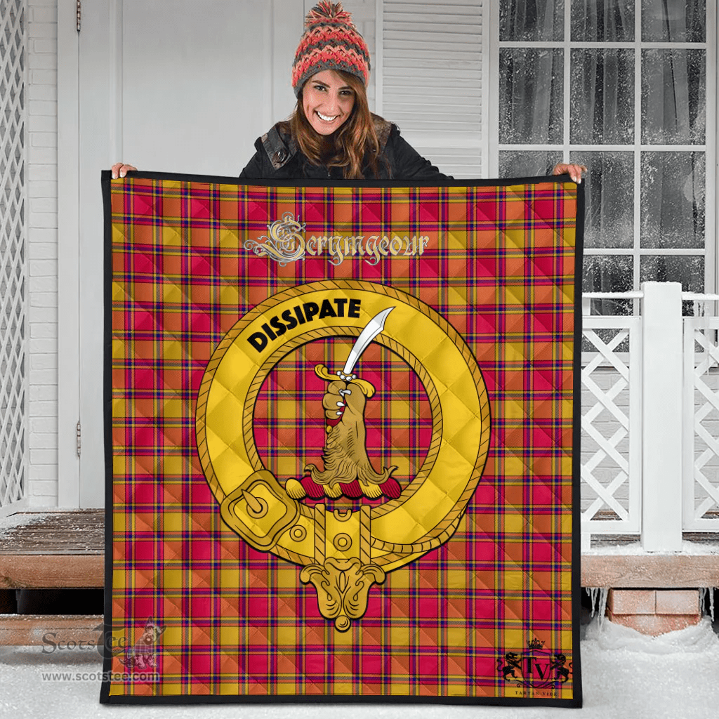 Scottish Scrymgeour Clan Tartan Quilt - Crest Gold Style Scottish Plaid Tartan Plaid