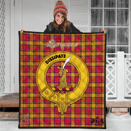 Scottish Scrymgeour Clan Tartan Quilt - Crest Gold Style Scottish Plaid Tartan Plaid