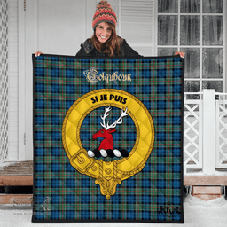 Scottish Colquhoun Ancient Clan Tartan Quilt - Crest Gold Style Scottish Plaid Tartan Plaid