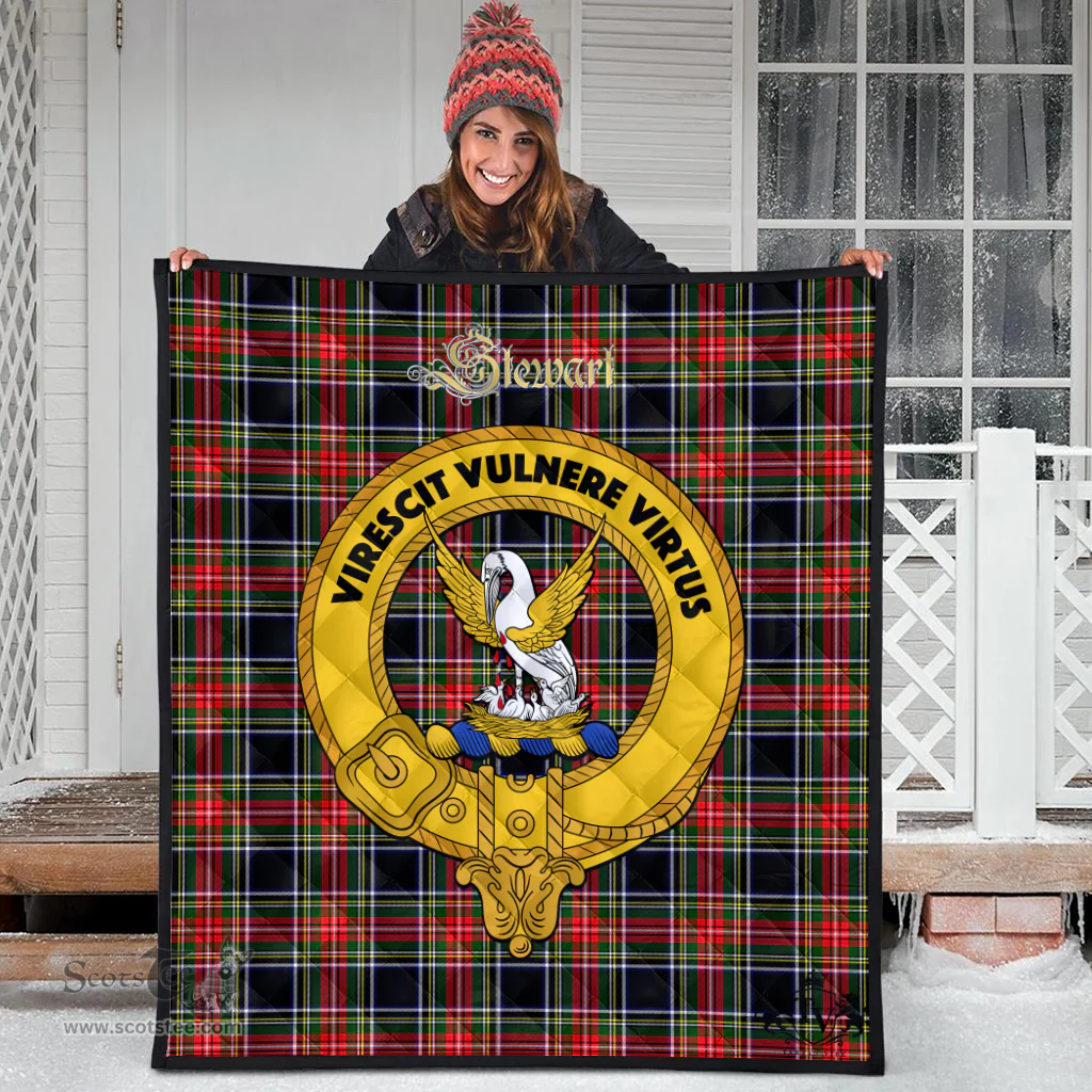 Scottish Stewart Black Clan Tartan Quilt - Crest Gold Style Scottish Plaid Tartan Plaid