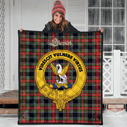 Scottish Stewart Black Clan Tartan Quilt - Crest Gold Style Scottish Plaid Tartan Plaid