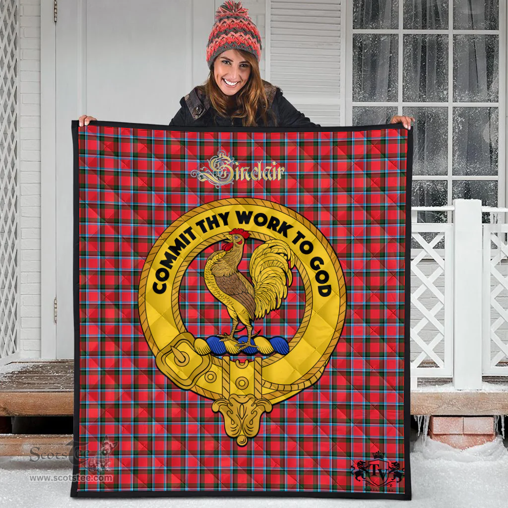 Scottish Sinclair Modern Clan Tartan Quilt - Crest Gold Style Scottish Plaid Tartan Plaid