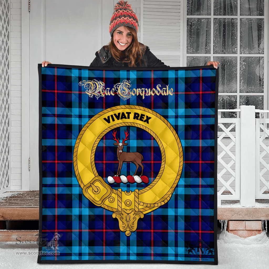 Scottish MacCorquodale Clan Tartan Quilt - Crest Gold Style Scottish Plaid Tartan Plaid