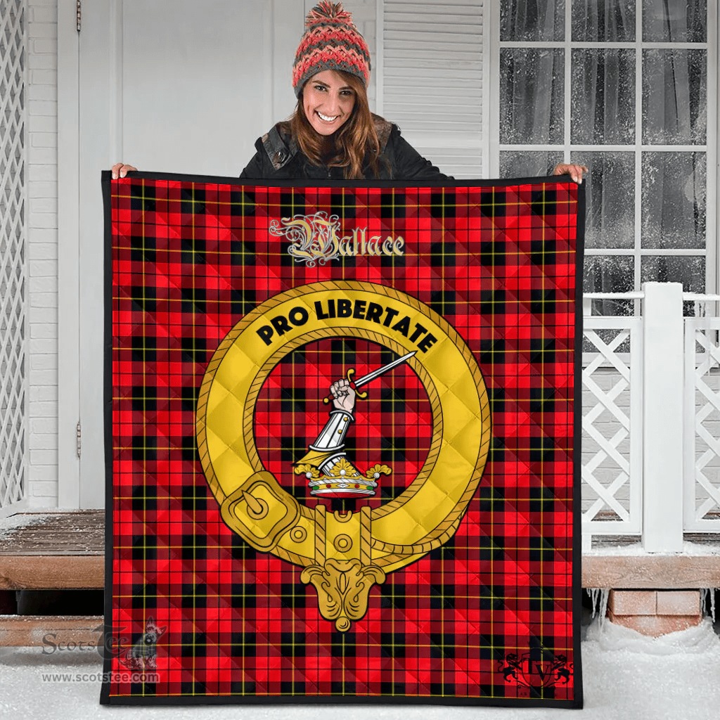Scottish Wallace Hunting Red Clan Tartan Quilt - Crest Gold Style Scottish Plaid Tartan Plaid