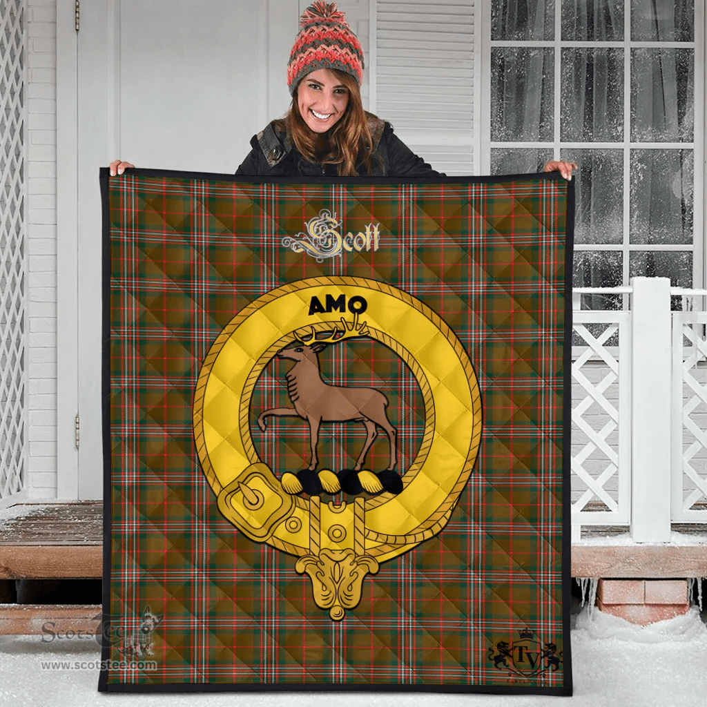 Scottish Scott Brown Modern Clan Tartan Quilt - Crest Gold Style Scottish Plaid Tartan Plaid