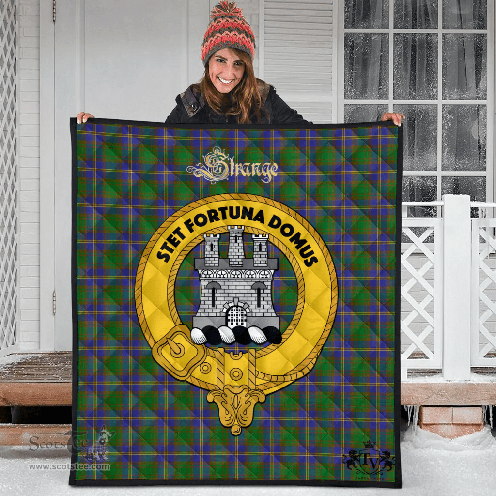 Scottish Strange of Balkaskie Clan Tartan Quilt - Crest Gold Style Scottish Plaid Tartan Plaid