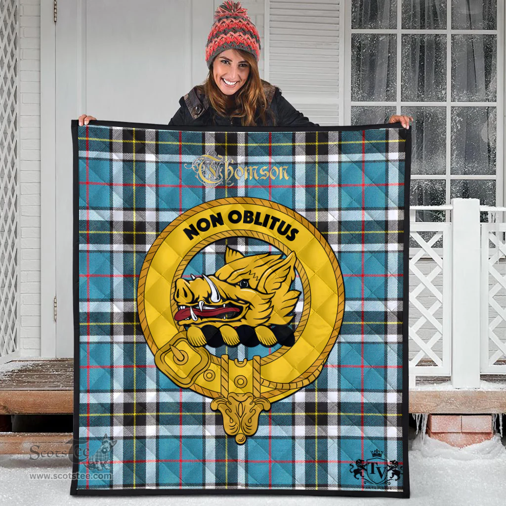 Scottish Thomson Clan Tartan Quilt - Crest Gold Style Scottish Plaid Tartan Plaid