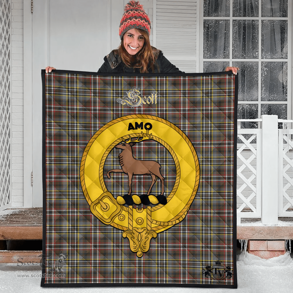 Scottish Scott Green Weathered Clan Tartan Quilt - Crest Gold Style Scottish Plaid Tartan Plaid