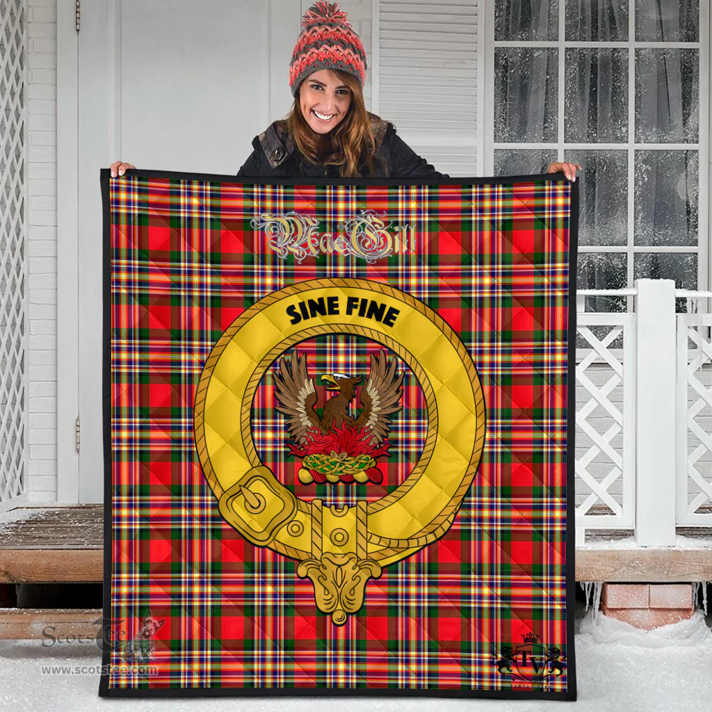 Scottish MacGill Modern Clan Tartan Quilt - Crest Gold Style Scottish Plaid Tartan Plaid
