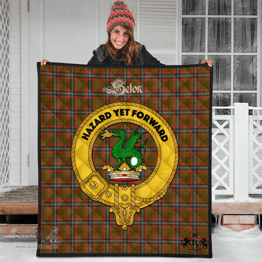 Scottish Seton Hunting Modern Clan Tartan Quilt - Crest Gold Style Scottish Plaid Tartan Plaid