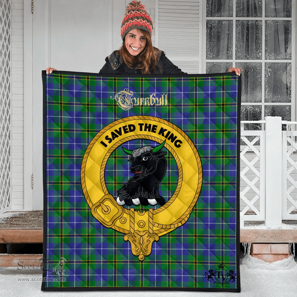 Scottish Turnbull Hunting Clan Tartan Quilt - Crest Gold Style Scottish Plaid Tartan Plaid
