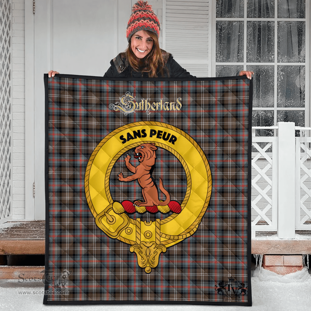 Scottish Sutherland Weathered Clan Tartan Quilt - Crest Gold Style Scottish Plaid Tartan Plaid