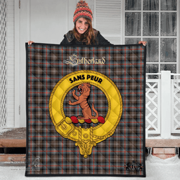 Scottish Sutherland Weathered Clan Tartan Quilt - Crest Gold Style Scottish Plaid Tartan Plaid