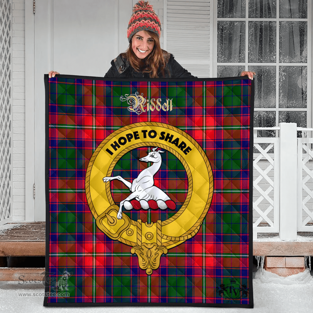 Scottish Riddell Clan Tartan Quilt - Crest Gold Style Scottish Plaid Tartan Plaid