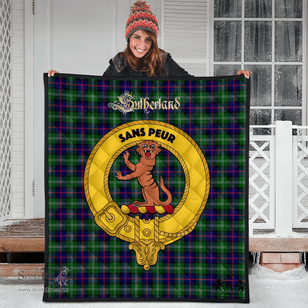 Scottish Sutherland Modern Clan Tartan Quilt - Crest Gold Style Scottish Plaid Tartan Plaid