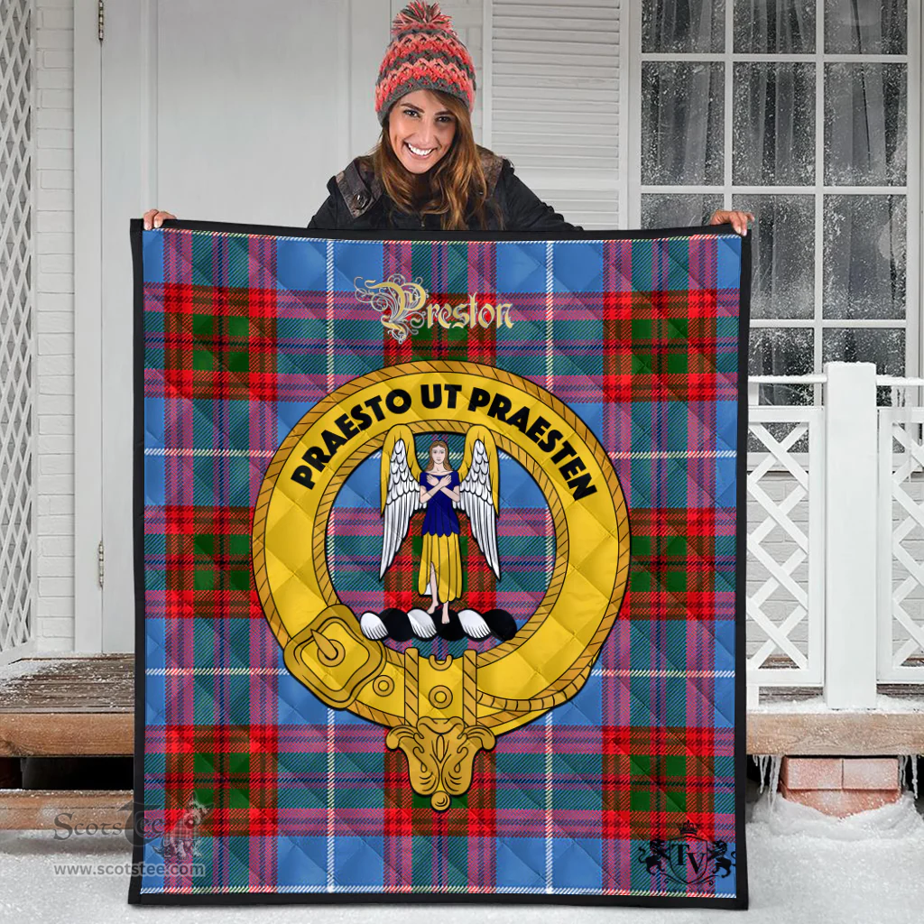 Scottish Preston Clan Tartan Quilt - Crest Gold Style Scottish Plaid Tartan Plaid