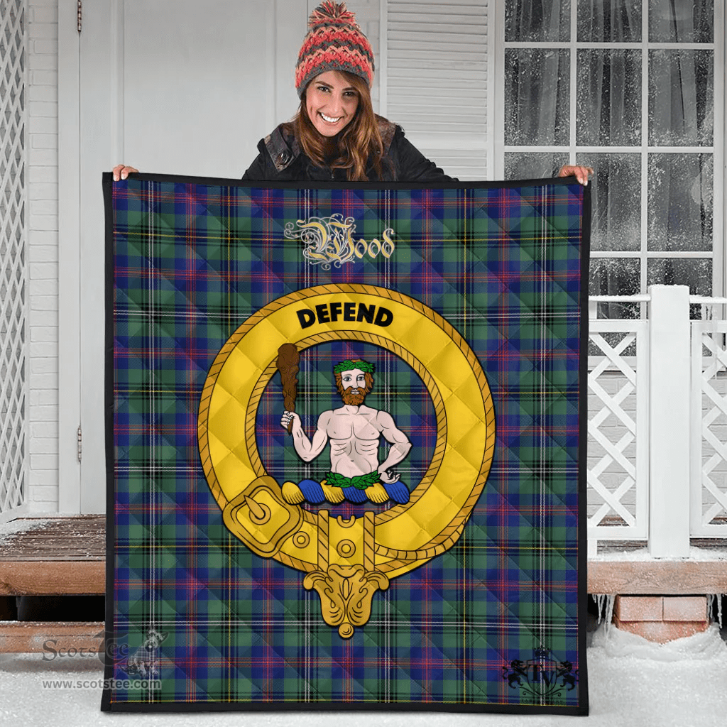 Scottish Wood Modern Clan Tartan Quilt - Crest Gold Style Scottish Plaid Tartan Plaid