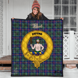 Scottish Wood Modern Clan Tartan Quilt - Crest Gold Style Scottish Plaid Tartan Plaid