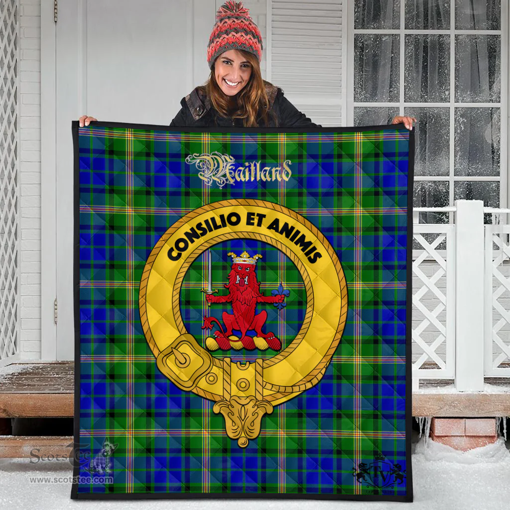 Scottish Maitland Clan Tartan Quilt - Crest Gold Style Scottish Plaid Tartan Plaid