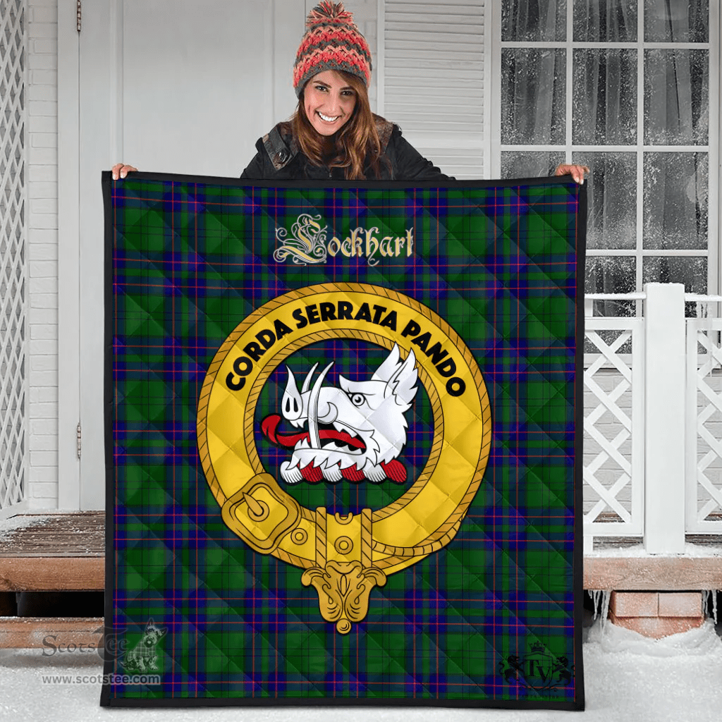 Scottish Lockhart Modern Clan Tartan Quilt - Crest Gold Style Scottish Plaid Tartan Plaid