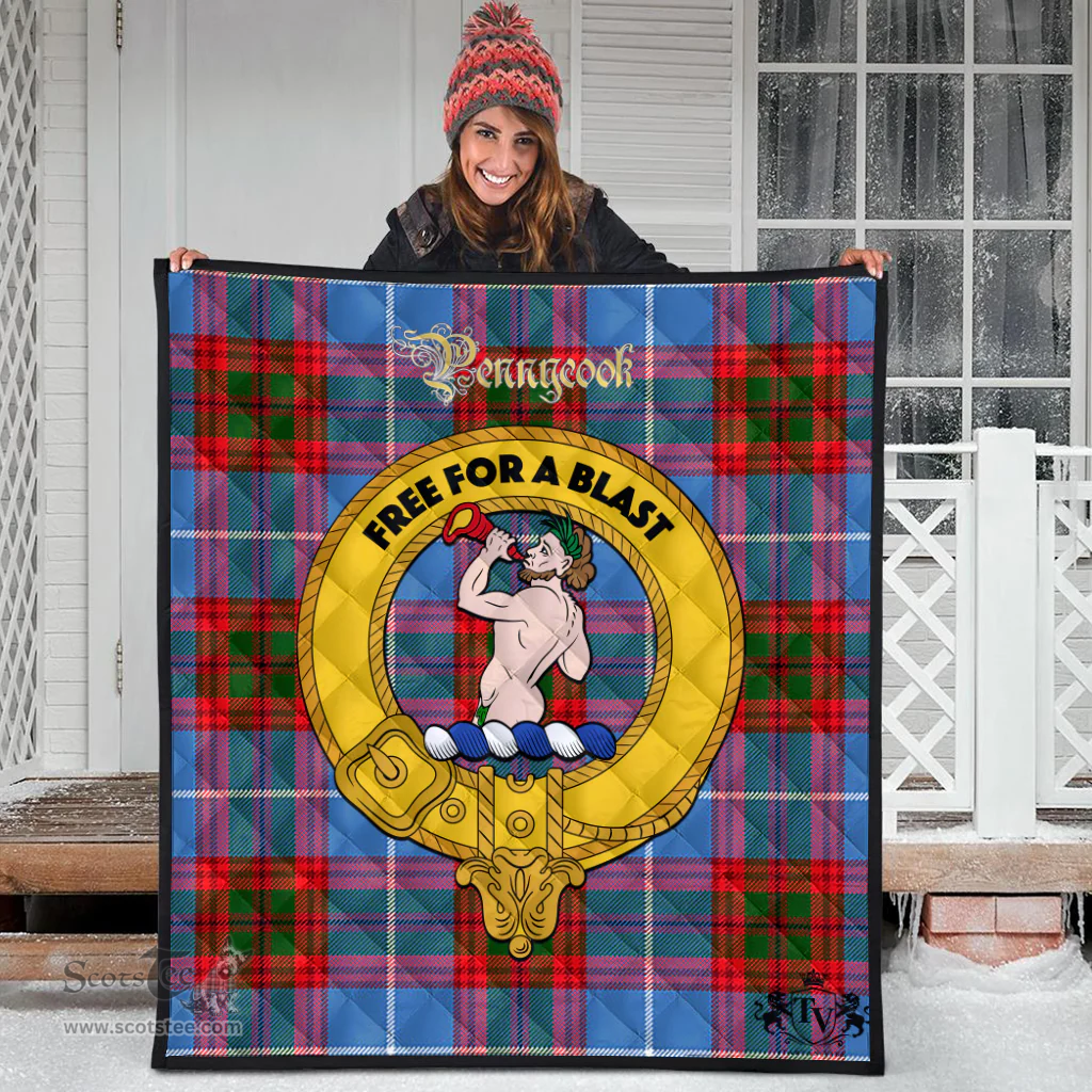 Scottish Pennycook Clan Tartan Quilt - Crest Gold Style Scottish Plaid Tartan Plaid