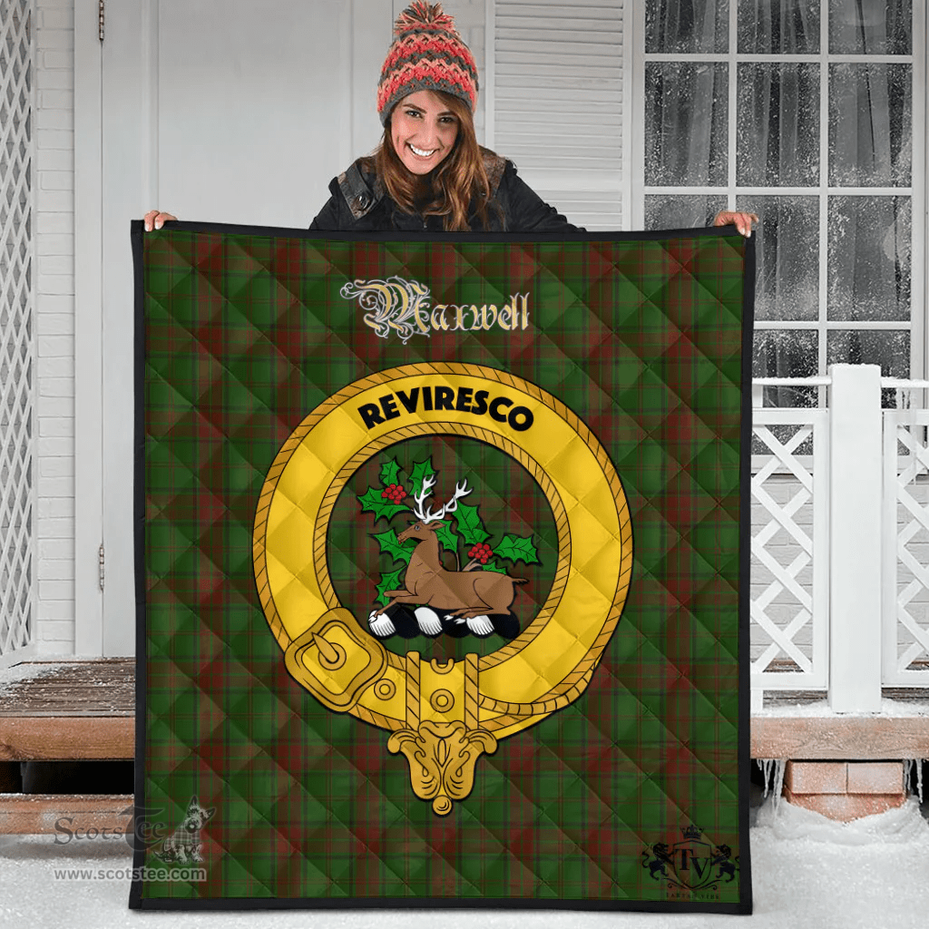 Scottish Maxwell Hunting Clan Tartan Quilt - Crest Gold Style Scottish Plaid Tartan Plaid