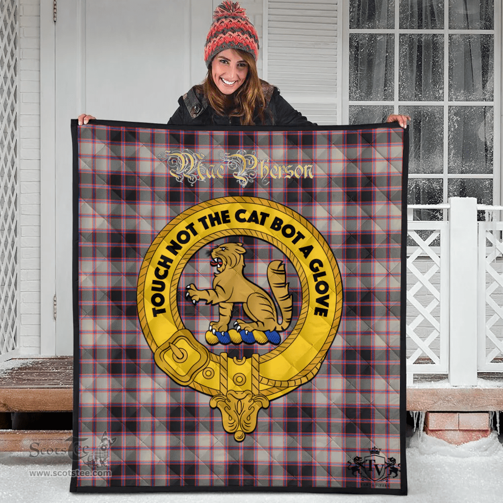 Scottish MacPherson Hunting Ancient Clan Tartan Quilt - Crest Gold Style Scottish Plaid Tartan Plaid