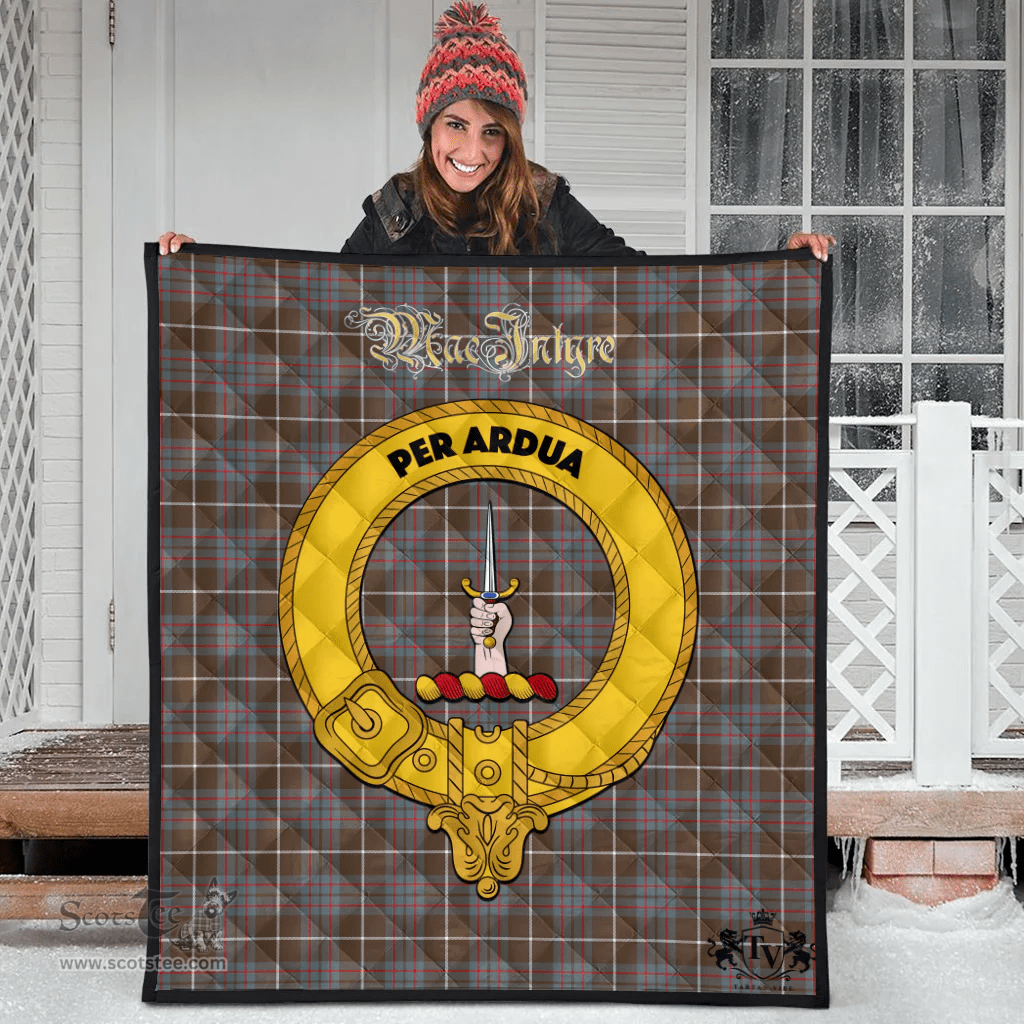 Scottish MacIntyre Hunting Weathered Clan Tartan Quilt - Crest Gold Style Scottish Plaid Tartan Plaid