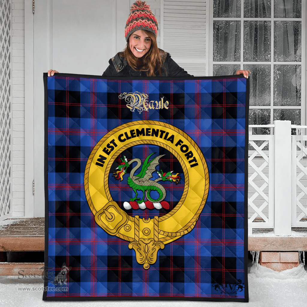 Scottish Maule Clan Tartan Quilt - Crest Gold Style Scottish Plaid Tartan Plaid