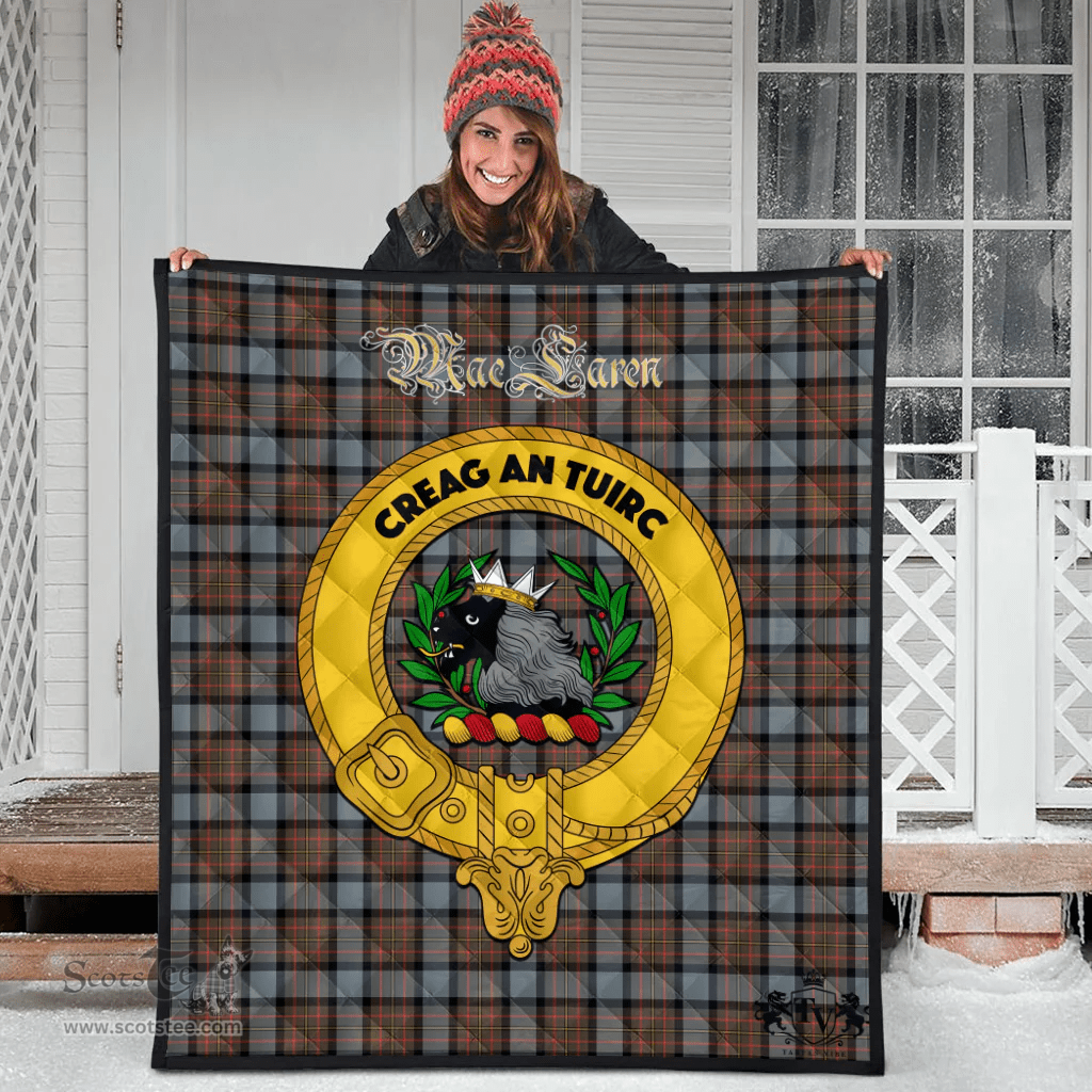 Scottish MacLaren Weathered Clan Tartan Quilt - Crest Gold Style Scottish Plaid Tartan Plaid