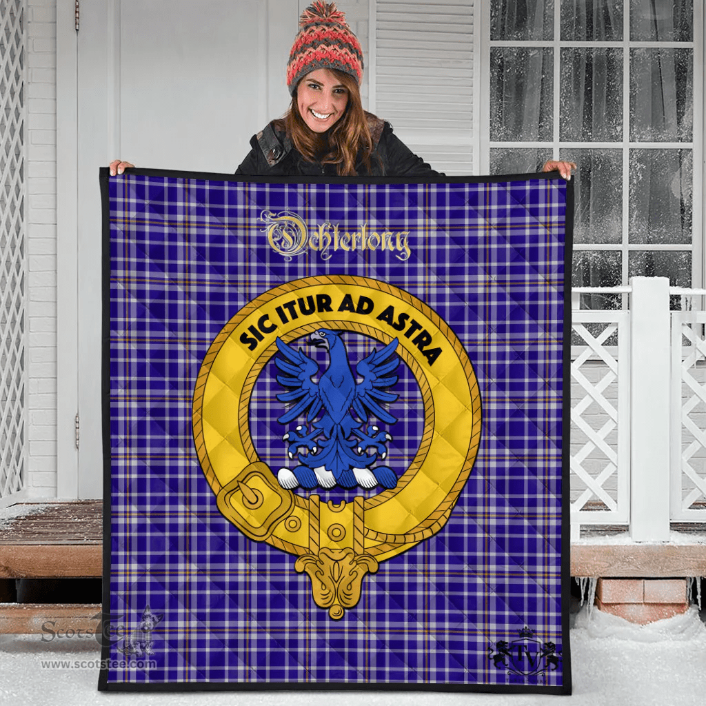 Scottish Ochterlony Clan Tartan Quilt - Crest Gold Style Scottish Plaid Tartan Plaid