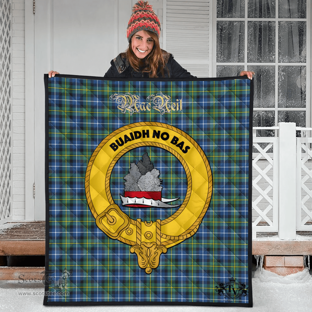 Scottish MacNeil of Barra Ancient Clan Tartan Quilt - Crest Gold Style Scottish Plaid Tartan Plaid