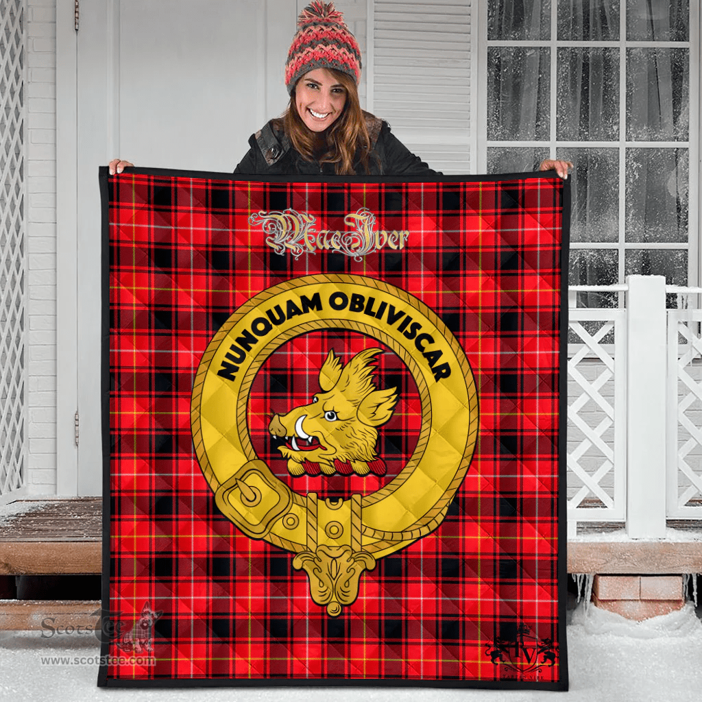 Scottish MacIver Modern Clan Tartan Quilt - Crest Gold Style Scottish Plaid Tartan Plaid
