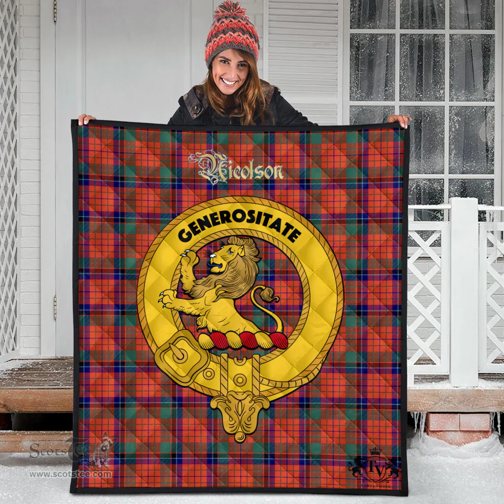 Scottish Nicolson Ancient Clan Tartan Quilt - Crest Gold Style Scottish Plaid Tartan Plaid