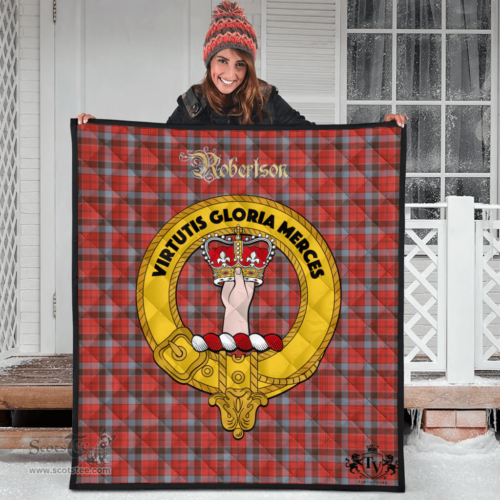 Scottish Robertson Weathered Clan Tartan Quilt - Crest Gold Style Scottish Plaid Tartan Plaid