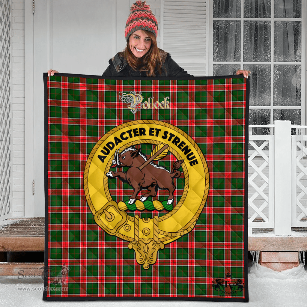 Scottish Pollock Modern Clan Tartan Quilt - Crest Gold Style Scottish Plaid Tartan Plaid