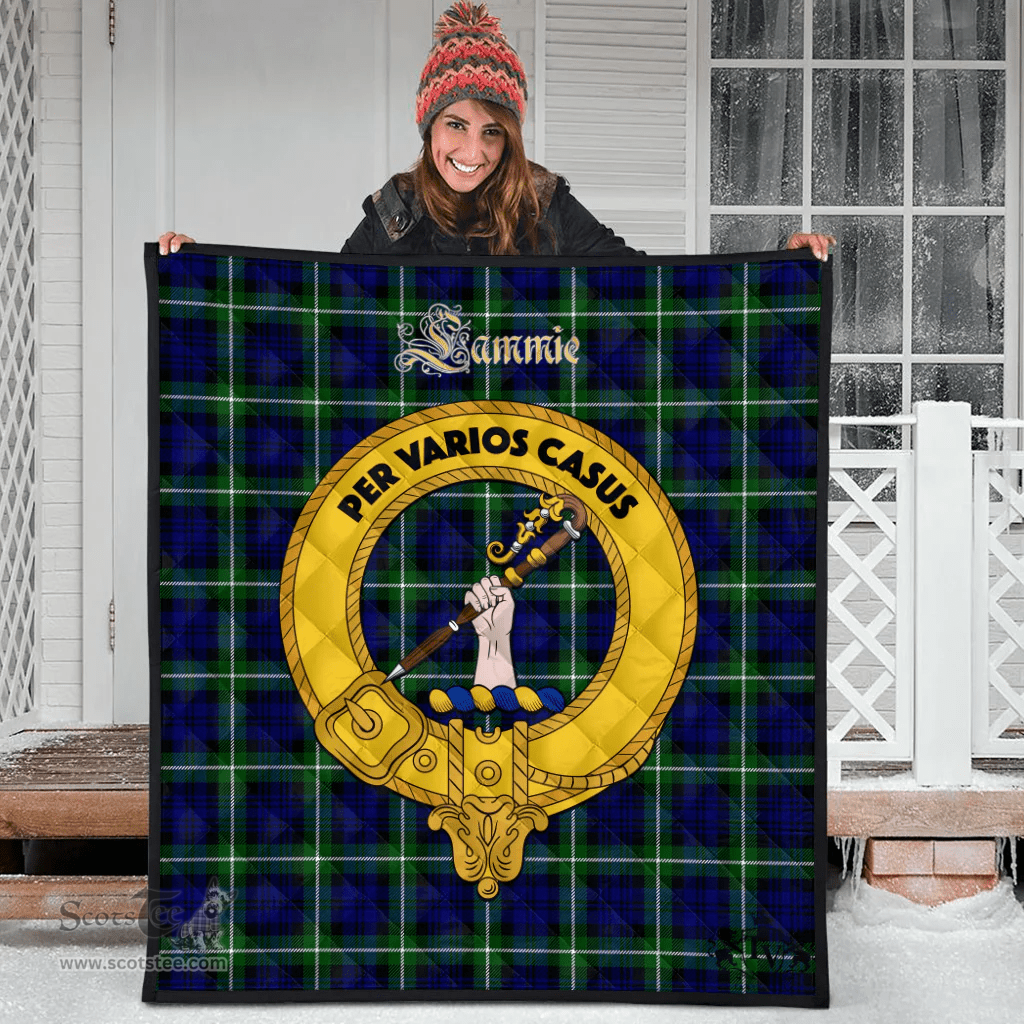 Scottish Lammie Clan Tartan Quilt - Crest Gold Style Scottish Plaid Tartan Plaid