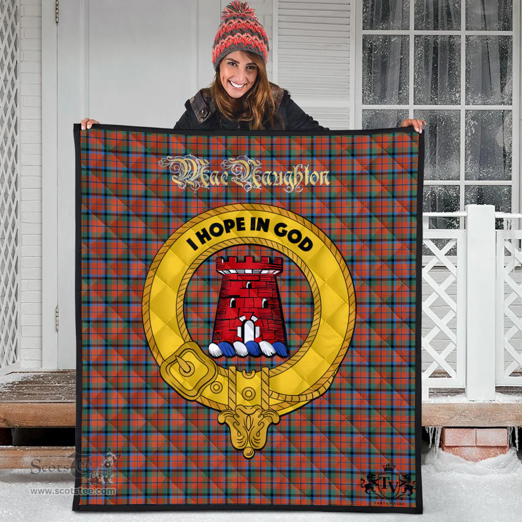Scottish MacNaughton Ancient Clan Tartan Quilt - Crest Gold Style Scottish Plaid Tartan Plaid