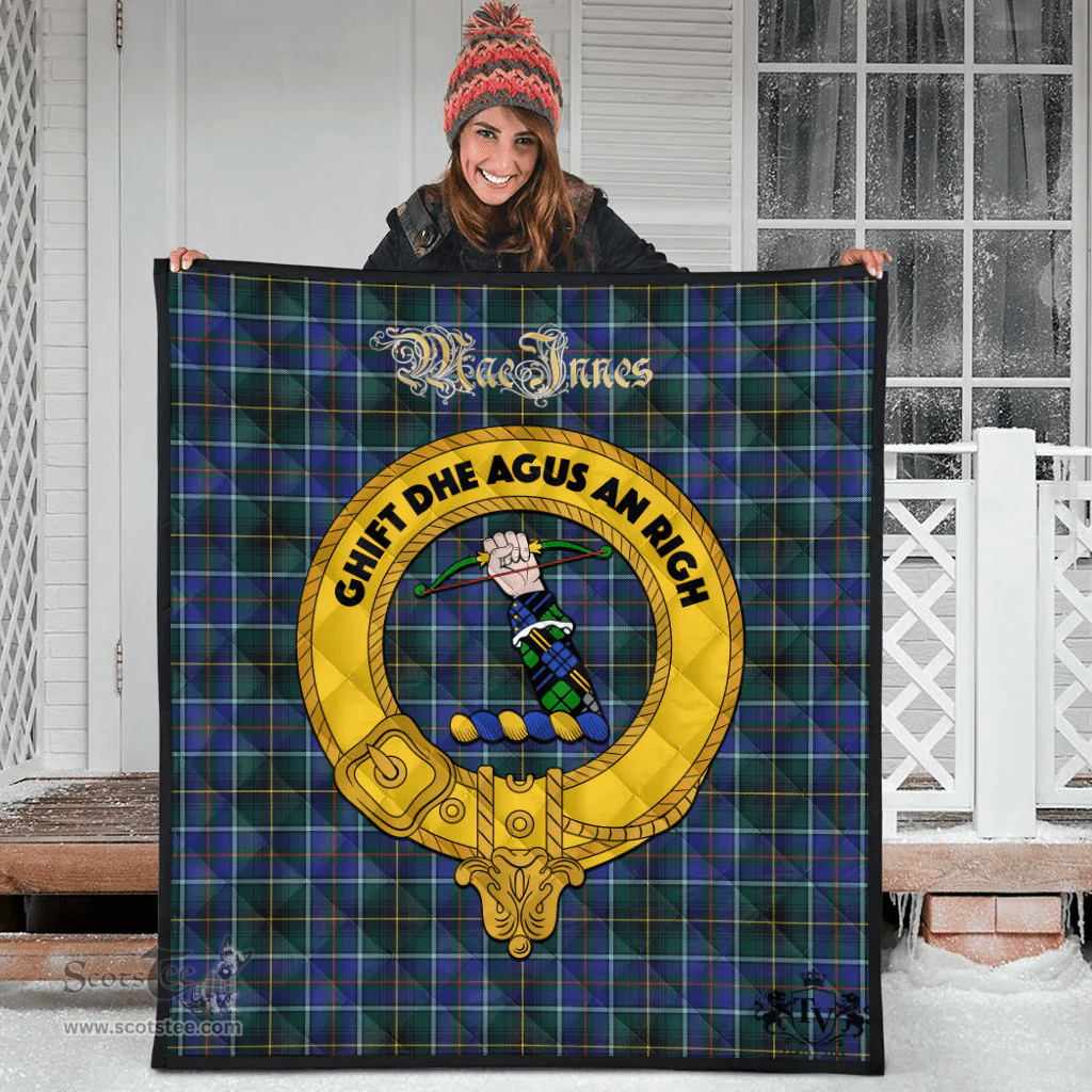 Scottish MacInnes Modern Clan Tartan Quilt - Crest Gold Style Scottish Plaid Tartan Plaid