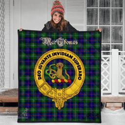 Scottish MacThomas Modern Clan Tartan Quilt - Crest Gold Style Scottish Plaid Tartan Plaid