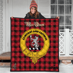 Scottish MacQueen Modern Clan Tartan Quilt - Crest Gold Style Scottish Plaid Tartan Plaid