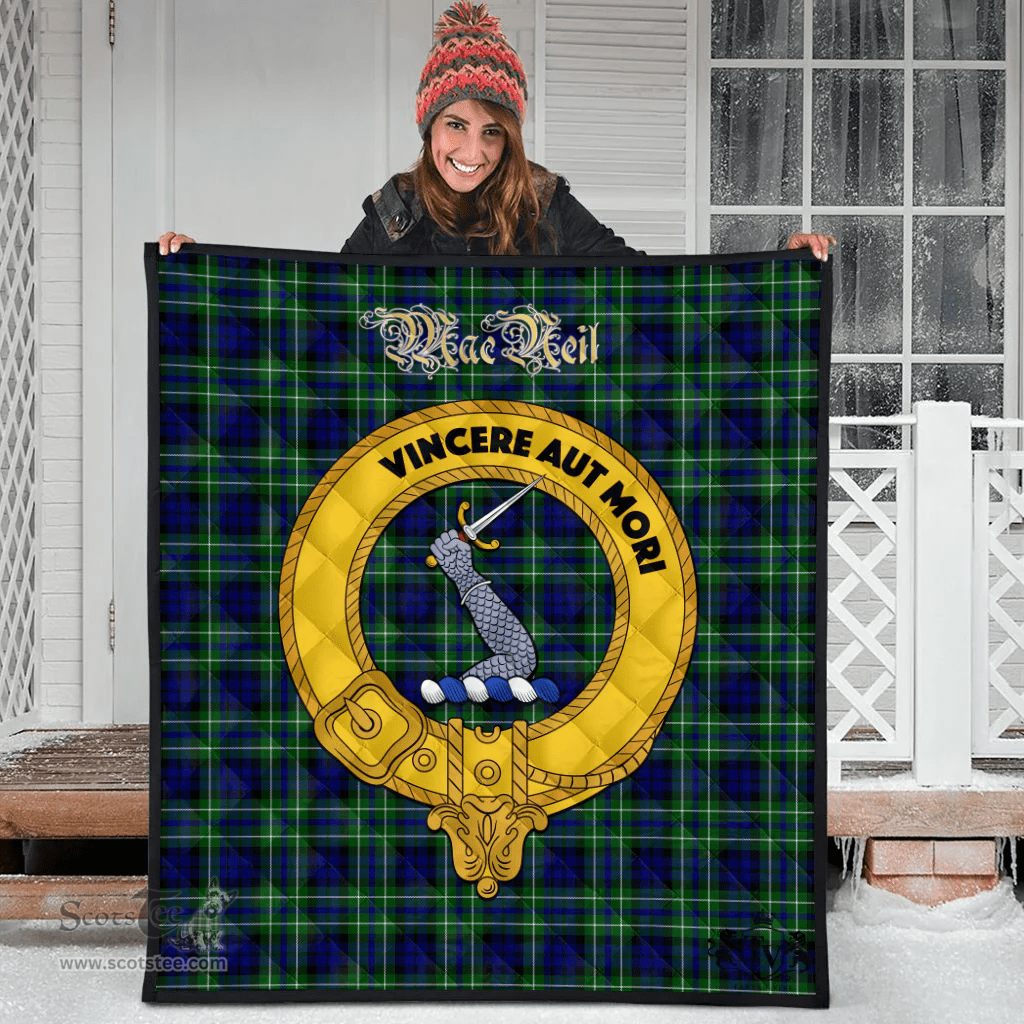 Scottish MacNeil of Colonsay Modern Clan Tartan Quilt - Crest Gold Style Scottish Plaid Tartan Plaid