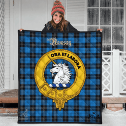 Scottish Ramsay Blue Ancient Clan Tartan Quilt - Crest Gold Style Scottish Plaid Tartan Plaid