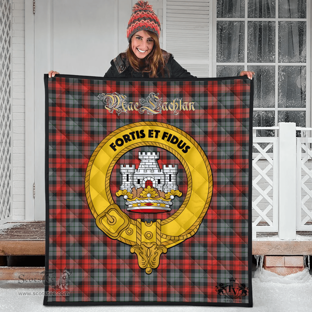 Scottish MacLachlan Weathered Clan Tartan Quilt - Crest Gold Style Scottish Plaid Tartan Plaid
