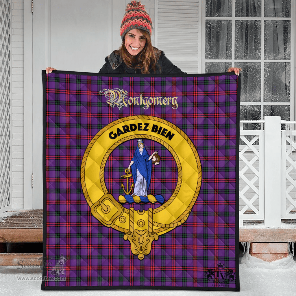 Scottish Montgomery Modern Clan Tartan Quilt - Crest Gold Style Scottish Plaid Tartan Plaid