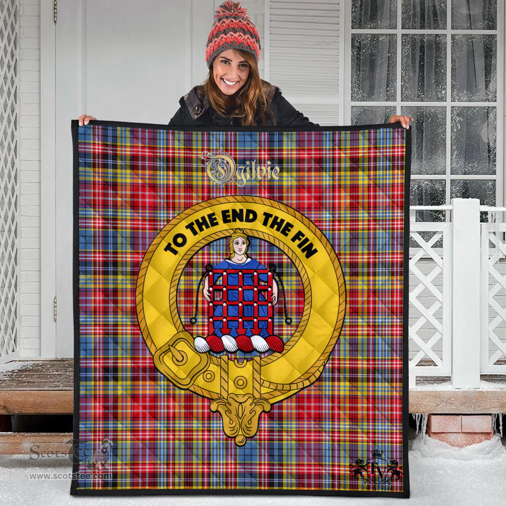 Scottish Ogilvie of Airlie Ancient Clan Tartan Quilt - Crest Gold Style Scottish Plaid Tartan Plaid