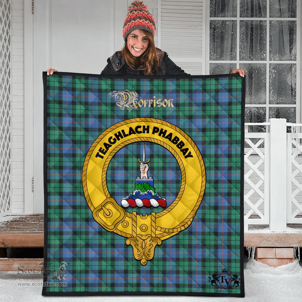 Scottish Morrison Ancient Clan Tartan Quilt - Crest Gold Style Scottish Plaid Tartan Plaid