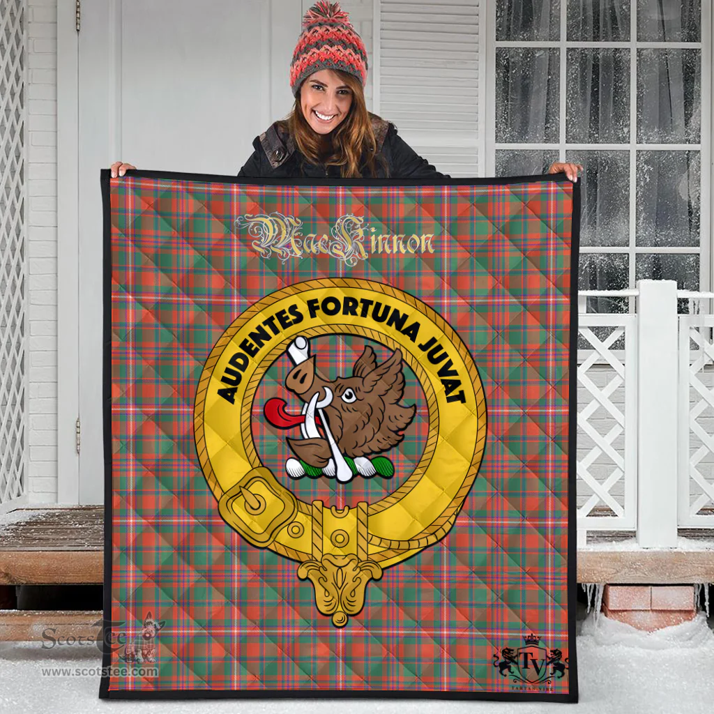 Scottish MacKinnon Ancient Clan Tartan Quilt - Crest Gold Style Scottish Plaid Tartan Plaid
